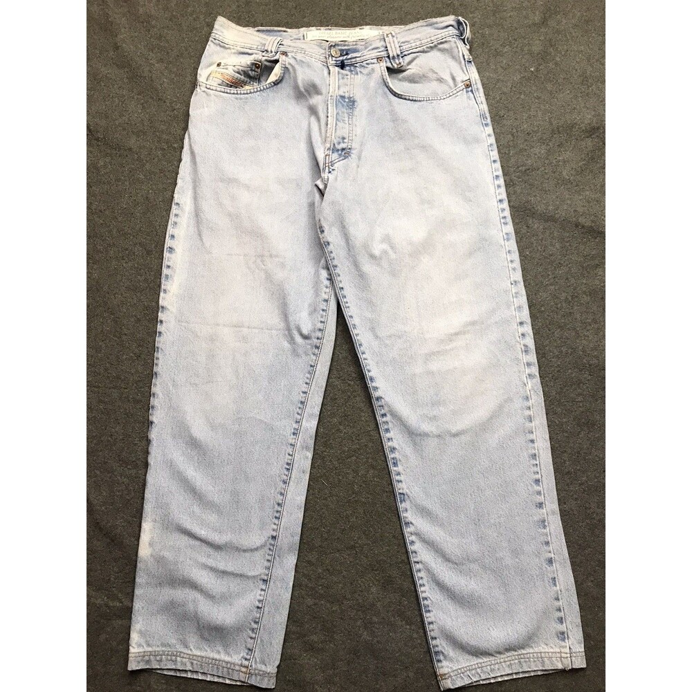 Y2K DIESEL Saddle Jean Men 32x30(36 tag) Relax Taper Distressed Light Wash ITALY